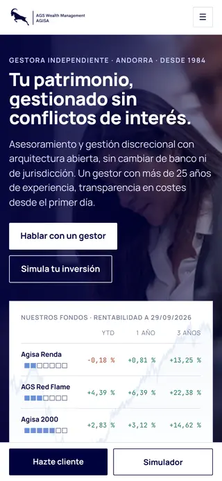 Web de AGISA vista en el móvil