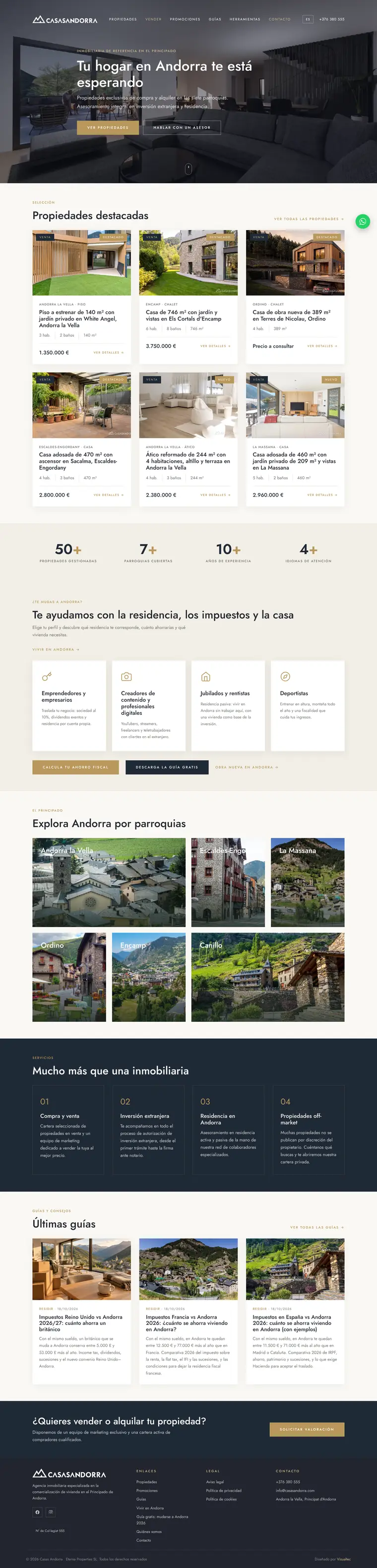 Captura de la web de Casas Andorra