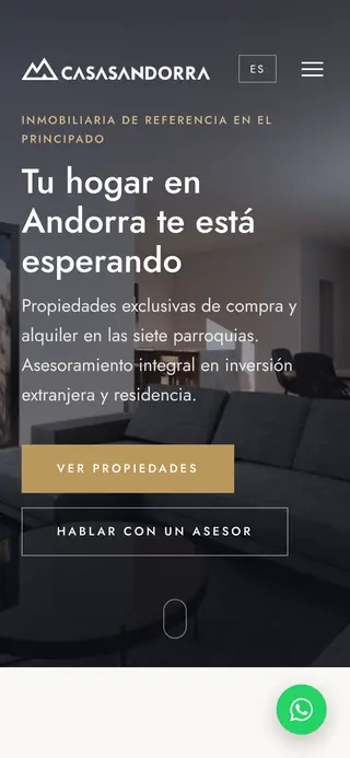 Web de Casas Andorra vista al mòbil