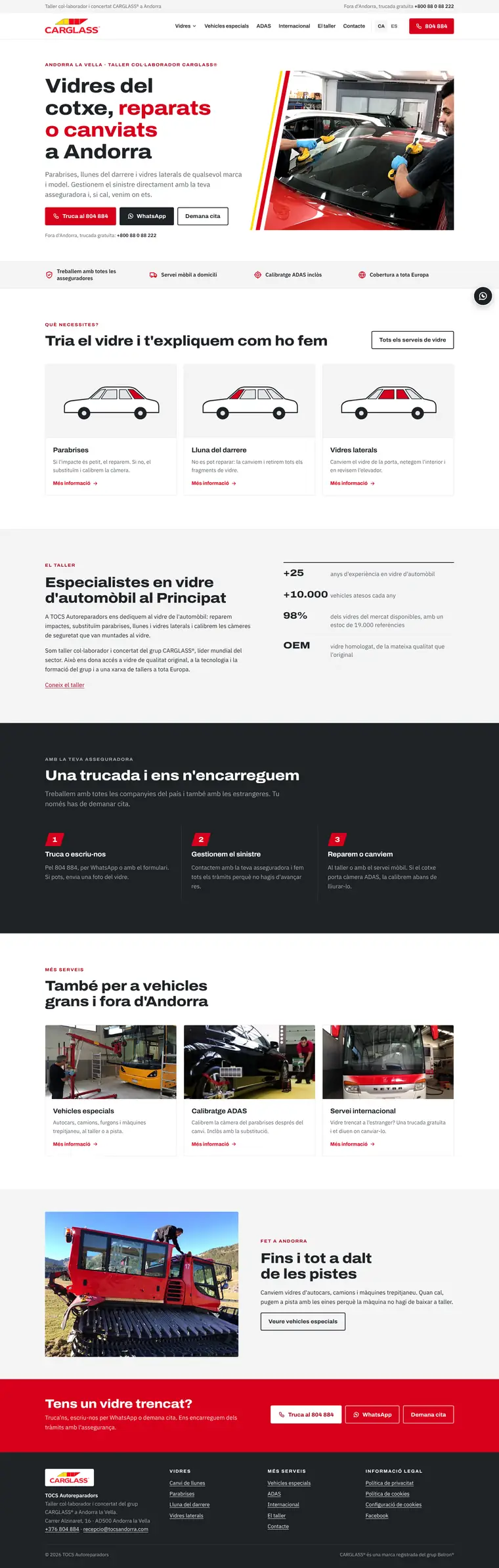 Captura de la web de TOCS Autoreparadors