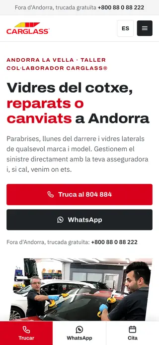 Web de TOCS Autoreparadors vista al mòbil