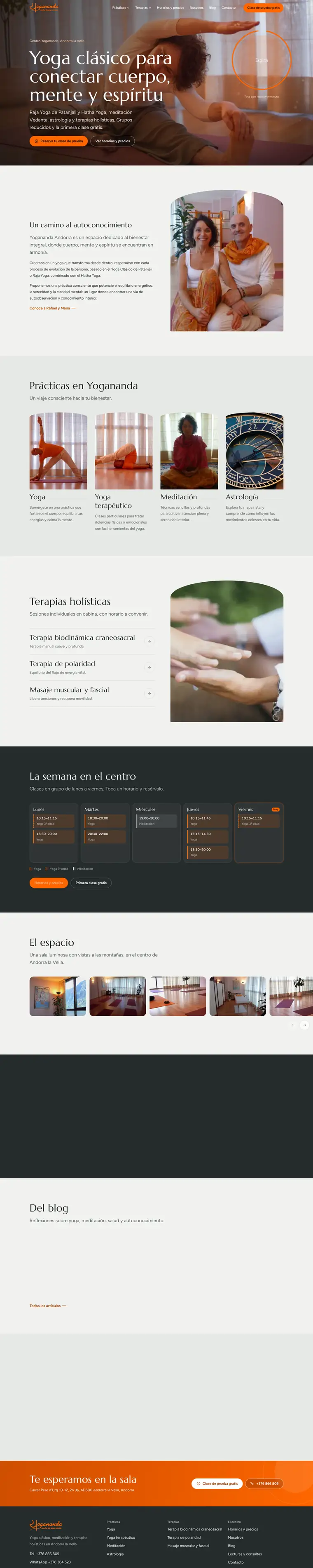 Captura de la web de Centro Yogananda